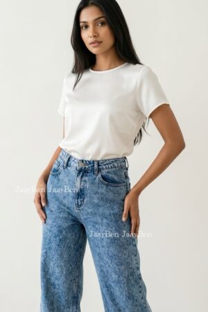 Light Blue Acid Wash Wide Leg Denim